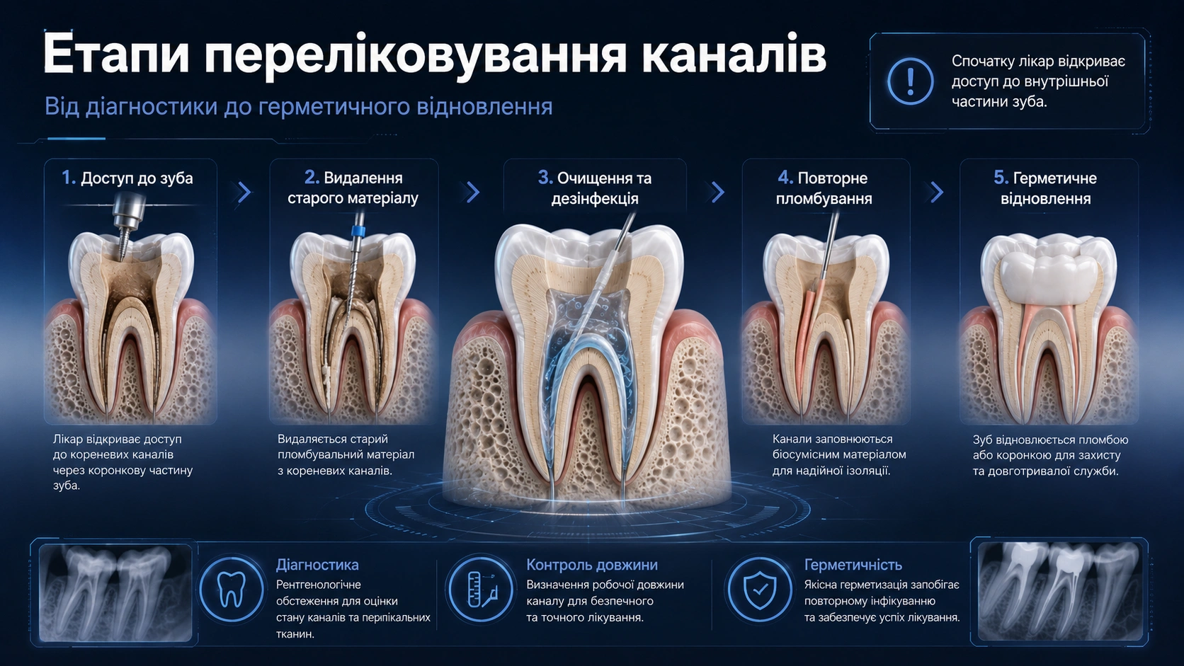 Пошук пропущеного каналу зуба під стоматологічним мікроскопом